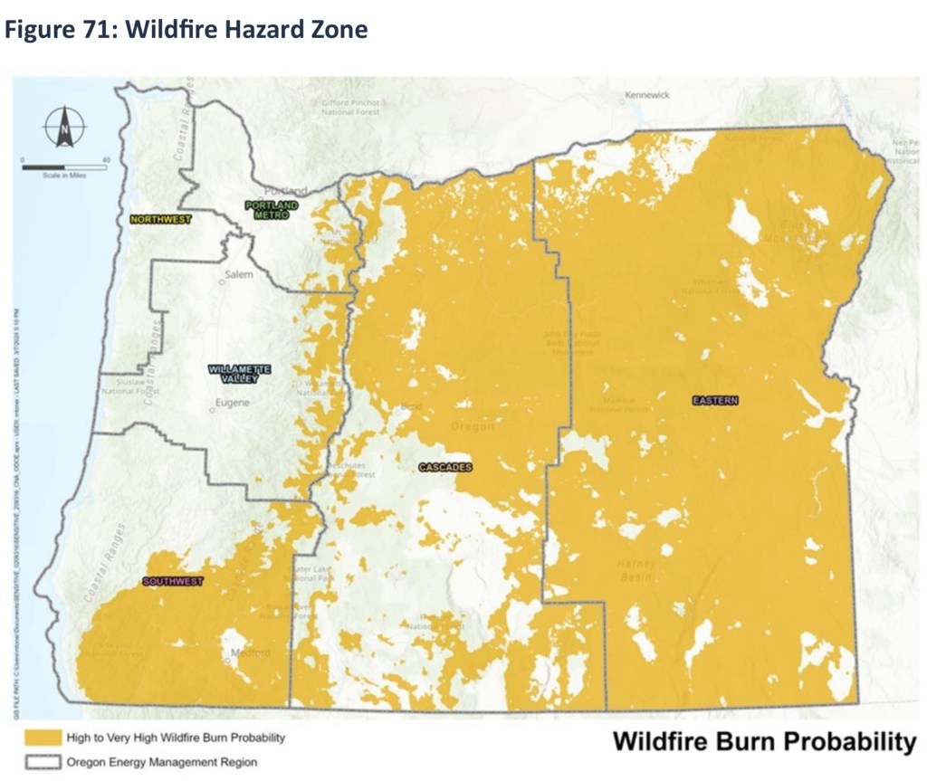 Map of Wildfire Hazard Zones in Oregon State